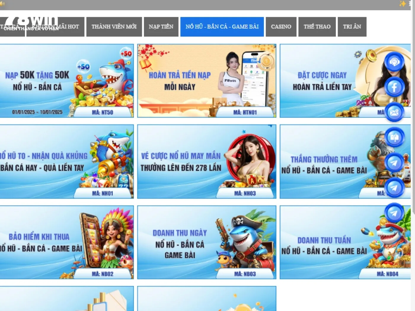 Những chương trình khuyến mãi hot tại 78win